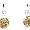 Sterling Silver 7.5mm Ball Drop Earrings With Topaz Colour Crystals