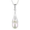 Miadora 7 mm Pearl Drop Pendant in Silver with 18 inch Silver Cable Chain