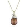 Miadora 6.5-7 mm Freshwater Chocolate Pearl and 0.01 ct Diamond Pendant in 10 K Yellow Gold with 17...