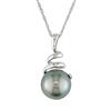 Miadora 8-8.5 mm Black Tahitian Pearl Pendant in 14 K White Gold with 17 inch 14 K Link Gold Chain