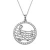 Sterling Silver Musical Notes Pendant with Diamond Accent