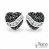 Micro Pave CZ Heart Stud Earrings Sterling Silver