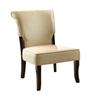 Monarch Beige Linen Fabric / Cappuccino Wood Accent Chair