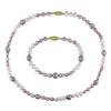 Miadora 8-9 mm Freshwater Irregular Dyed Purple Pearl Necklace and Bracelet with Gold Plated Metal