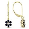 Miadora 5/8 ct Sapphire and 0.008 ct Diamond Flower Earrings in 10 K yellow gold