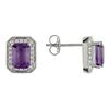 Miadora 10 K White Gold 1/5 Carat Diamond and 1 4/5 Carat Amethyst Earrings