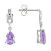 Miadora 1 ct Pear Shaped Amethyst and 0.01 ct diamond Earrings in 10 K white gold