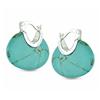 Miadora Turquoise ''C'' Shaped Hoop Earrings in Silver