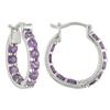 Miadora 1 1/3 ct Amethyst Hoop Earrings in Silver