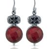 Round Corundum Red Earrings