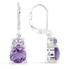 Miadora 4 7/8 ct Pink Amethyst and Amethyst Earrings in Silver