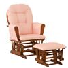 Stork Craft Custom Lily Glider/Ottoman-Cognac/Pink Gingham