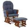 Stork Craft Custom Lily Glider/Ottoman-Cognac/Blue Denim