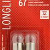 Sylvania Long Life 67LL Automotive Miniature Bulb, 2pk