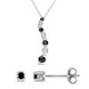 Miadora 1/3 ct Black and White Diamond Pendant and Earrings in Silver