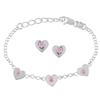 Miadora Pink Cubic Zirconia Heart Bracelet and Earrings in Silver