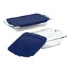 Pyrex® 4-Piece Baking Dish Set with Blue Plastic Covers