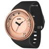 odm M1nute Round Analog Watch (DD13505) - Black Silicone Band/Rose Gold Dial