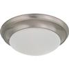 Glomar Brushed Nickel 1 Light 12 Inch Flush Mount Twist & Lock with Frosted White Glass 18W CF...