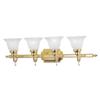 Illumine Providence 4 Light Polished Brass Incandescent Bath Vanity with White Alabaster Glass