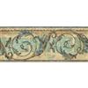 The Wallpaper Company 8.25 In. H Blue and Beige Traditional Scroll Border