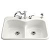 Kohler Langlade Smart Divide Self-Rimming Kitchen Sink in White - 2 Holes