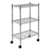 Sandusky 3 Shelf Heavy Duty Mobile Wire Shelving Unit 22 Inch W x 13 Inch D x 33 Inch H Chrom...