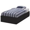 South Shore Quilliams Twin Bed With Storage (3377212) - Ebony