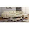 Messina Cream Bonded Leather Sectional with Ottoman