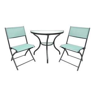 3 Piece Eclipse 1 2 Table Bistro Set With Folding Chairs